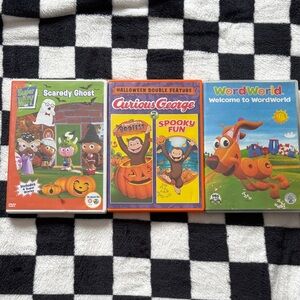 Pbs kids DVDs super why curious George word world